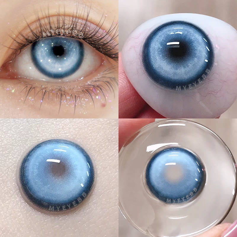 MYEYEBB Cyber Blue Prescription Cosplay Colored Contact Lenses | 6 Months | 1 Day