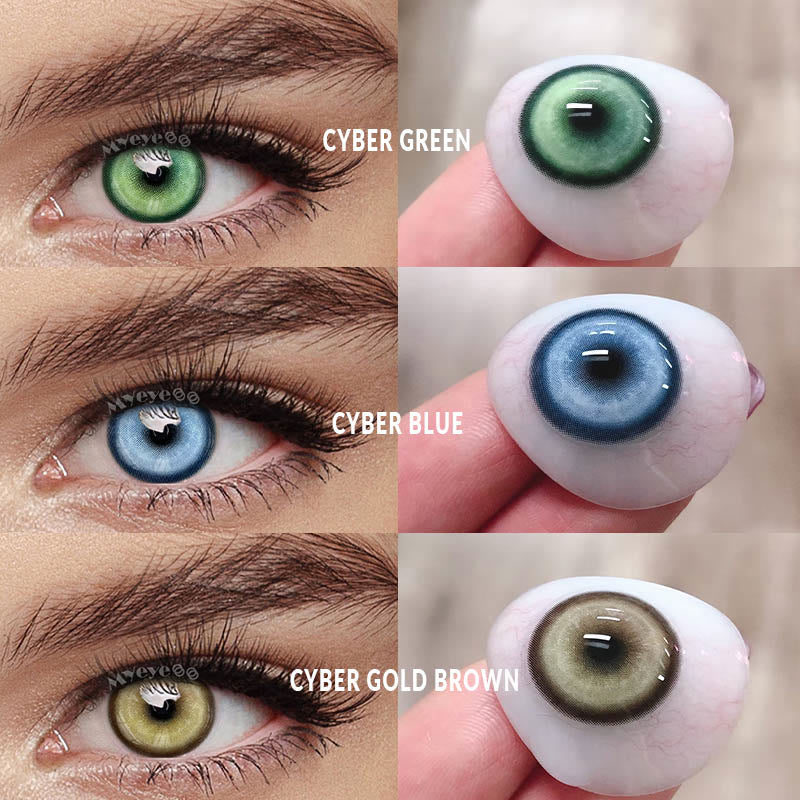 MYEYEBB Cyber Blue Prescription Cosplay Colored Contact Lenses | 6 Months | 1 Day