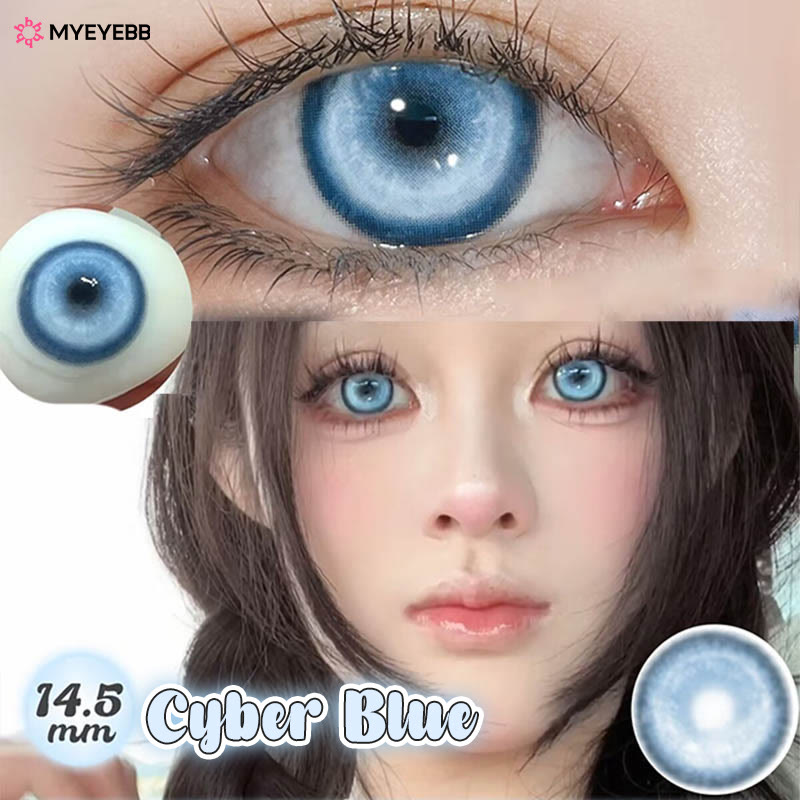 MYEYEBB Cyber Blue Prescription Cosplay Colored Contact Lenses | 6 Months | 1 Day