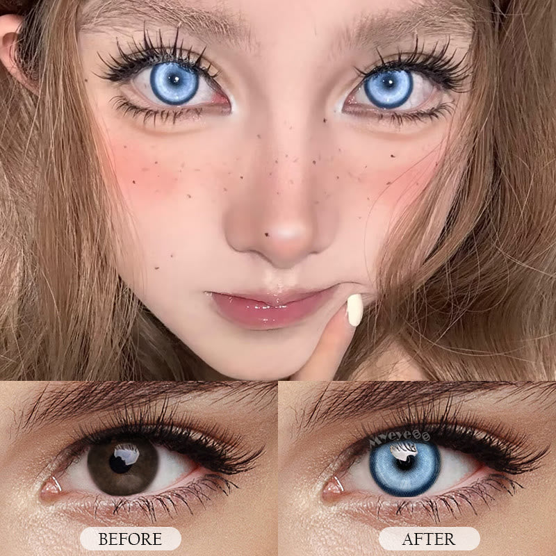 MYEYEBB Cyber Blue Prescription Cosplay Colored Contact Lenses | 6 Months | 1 Day