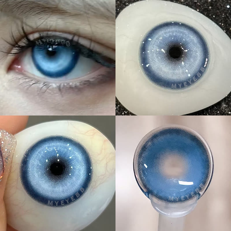 MYEYEBB Cyber Blue Prescription Cosplay Colored Contact Lenses | 6 Months | 1 Day